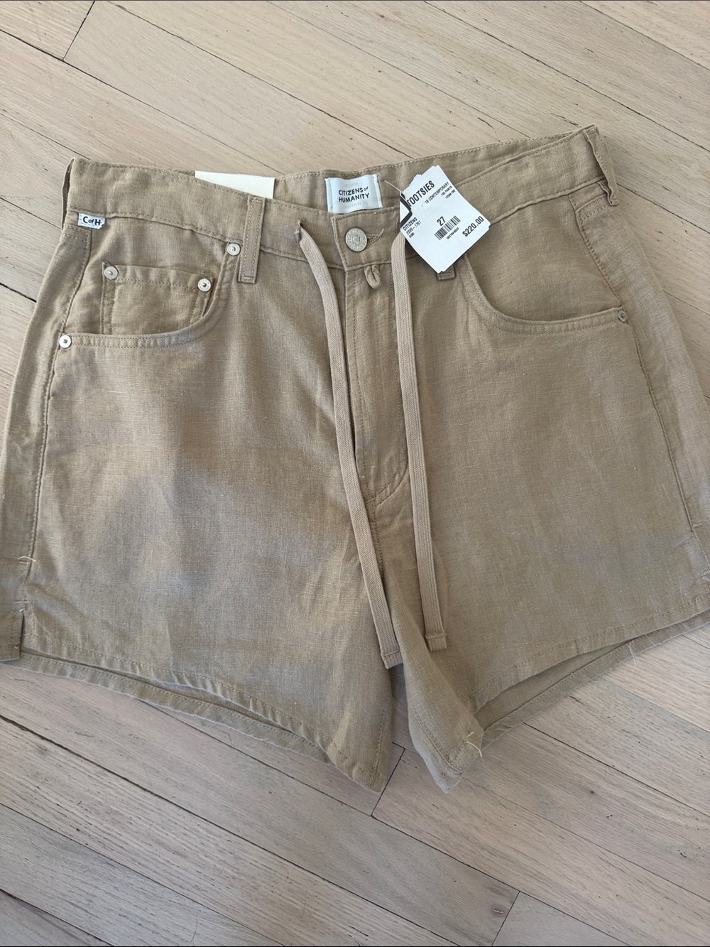 Citizens Of Humanity Khaki High-Waist Linen-Blend Shorts